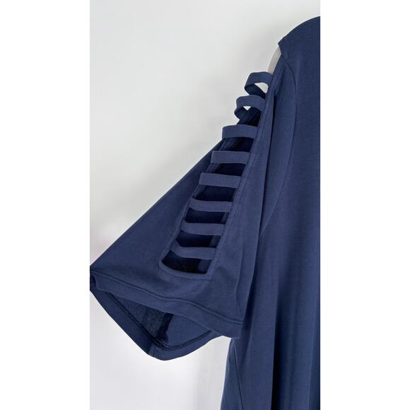 Michael Kors Womens Ladder Short Sleeve Shift Dress Plus Size 2X Midnight Blue - Picture 2 of 6